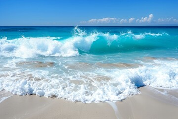 Tranquil ocean waves gently rolling over a deep blue water surface at serene seaside
