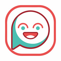 Chat icon stroke with smiley face inside