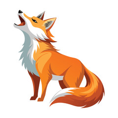 Obraz premium Cartoon fox howling with its head tilted back on white