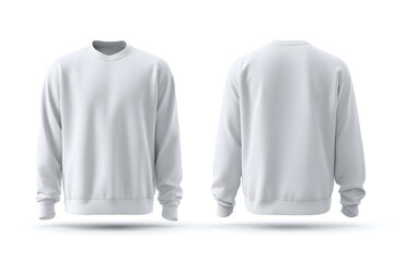 Mockup of front and back view of a white sweater with an isolated background