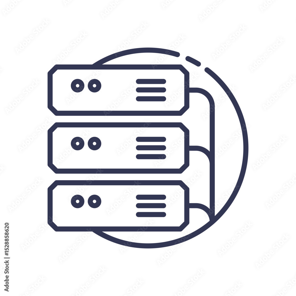 Poster illustration of server stacks symbolizing digital memory storage.