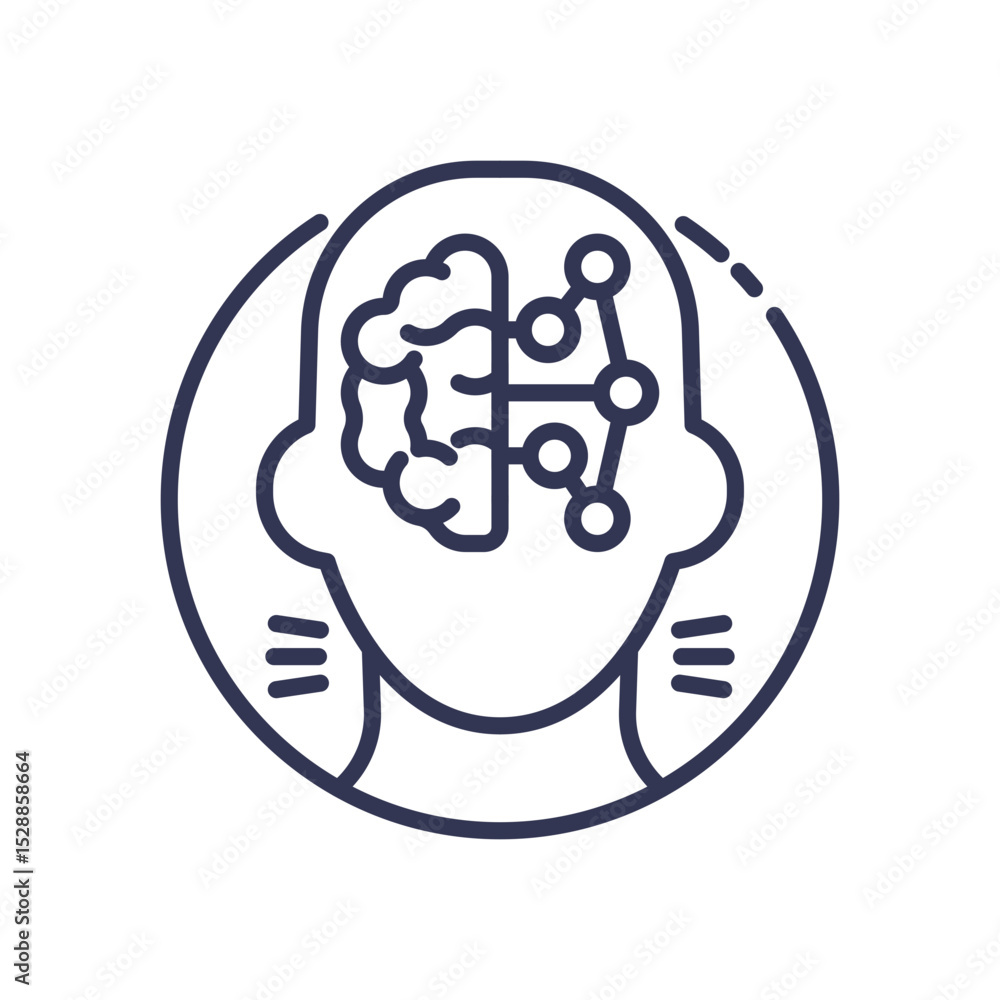 Poster illustration of a brain and neural network symbolizing ai and cognitive learning.