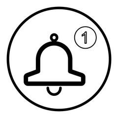 Outline bell icon inside circle with number alert