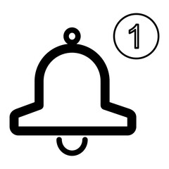 Bell outline icon with notification bubble and number