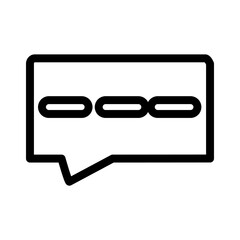 Outline comment bubble icon with three dots on white