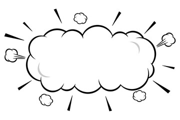 アメコミ風の長めの雲フレームイラスト