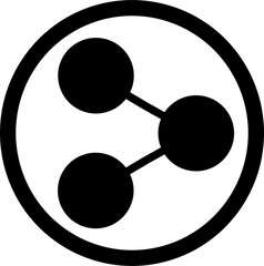 Solid black icon of connected dots for share