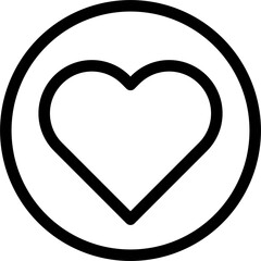 Heart icon inside a circle, white outline style