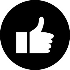 Thumbs up icon in black circle for social media likes