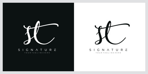 Script Letter ST Luxury logo design
