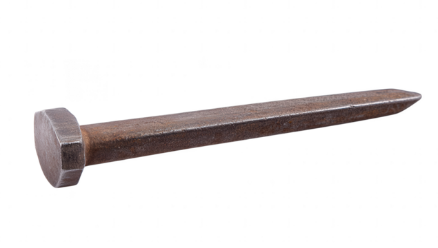 Rusty hexagonal head nail isolated on transparent background - Powered by Adobe