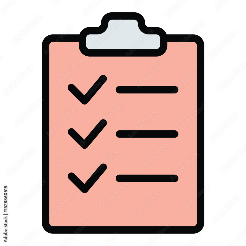 Poster check list icon flat line style illustration representing task organization and productivity, suitab