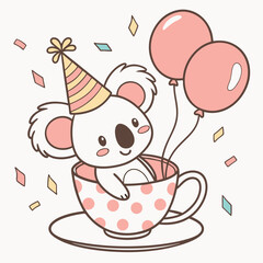 Happy Koala Birthday SVG (in a teacup)