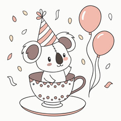 Happy Koala Birthday SVG (in a teacup)