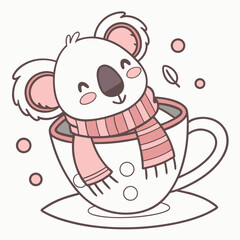 Happy Koala Cozy winter SVG (in a teacup)