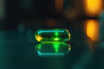 Green pill dissolving captured in time-lapse showcasing chemical reaction in real-time, Green pill dissolves, timelapse