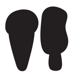 Two popsicles on a stick. Silhouettes. Vector design. Illustration on white background.