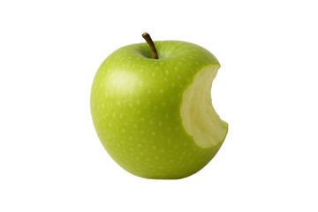 green apple on white background, bitten, got bitten 