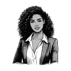Fototapeta premium Business women engrave illustration black white