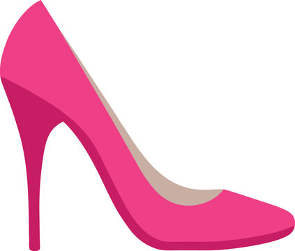 Pink high heel shoes vector illustration on transparent background.