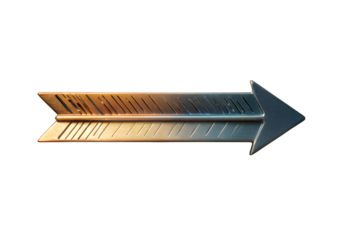 Silver Arrow Icon with Transparent Background, Sleek Design