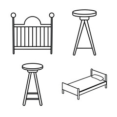 Fototapeta premium furniture line art bundle design