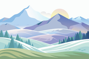 Frosted morning hills