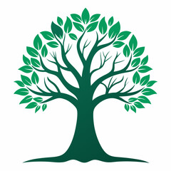 vector tree with green leaves