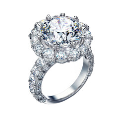 Luxurious diamond ring showcasing brilliant design and elegance in a refined setting, Luxurious Diamond Ring A Shining Display Elegance and Precision Craftsmanship, Transparent background