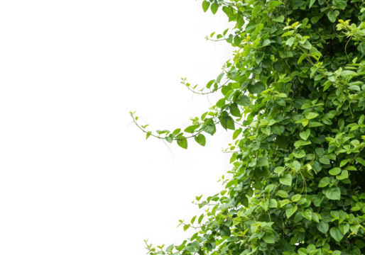 Lush green vine leaves isolated on transparent background
