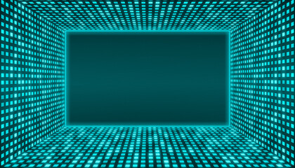 Sky blue space room display grid square light field technology abstract background