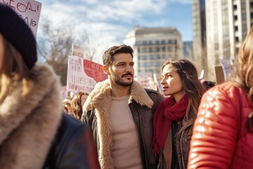 Activists marching together for equal rights and social justice