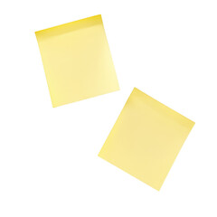 Two yellow sticky notes isolated on transparent background