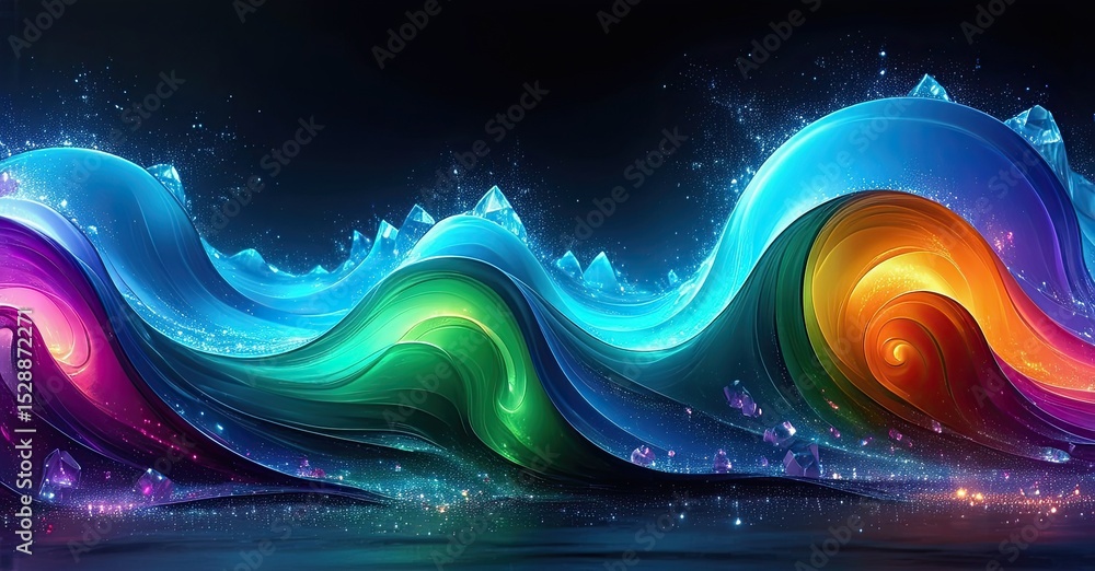 Aufkleber vibrant waves flow, colorful energy radiates. swirling patterns create dynamic visual experience. br