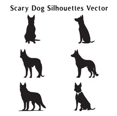  Halloween Scary Dog Vector Silhouettes bundle Set of silhouettes of Halloween evil black Dogs