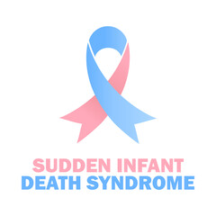Sudden infant death syndrome awareness ribbon isolated vector. SIDS pink and blue bow illustration