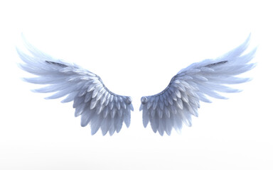 3d Illustration Elegant white angel wings glow softly, symbolizing purity, divinity, and spiritual grace.