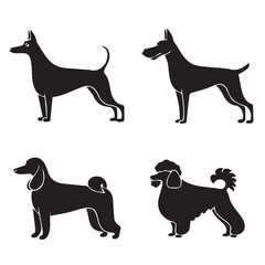 Set of dog silhouette dogs breed vector design