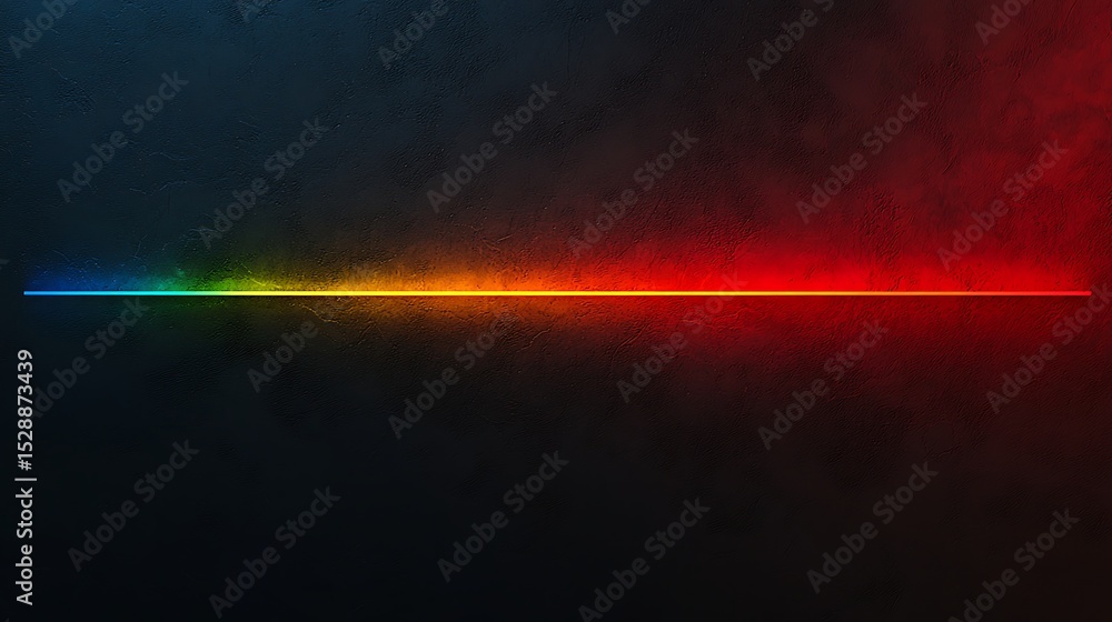 Poster a dark textured background with a thin horizontal line glowing in a gradient from blue to red throug
