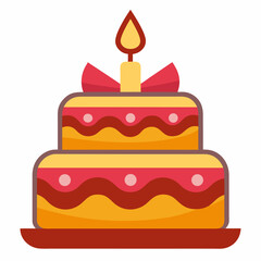 Birthday cake vector icon, isolated on white background