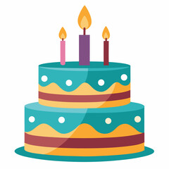 birthday cake with candles vector icon, isolated on white background
