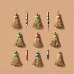 Miniature Broomstick Collection Display: Generative ai