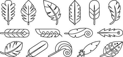 Feather Vector Icons Solid Black Minimalist Feather Shapes Rounded Corner Design