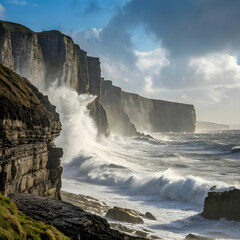 coastal cliffs with crashing waves dramatic ocean