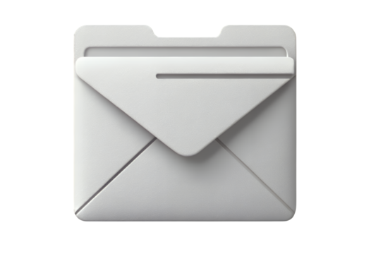 White Envelope Icon with Transparent Background, Sleek Design Element