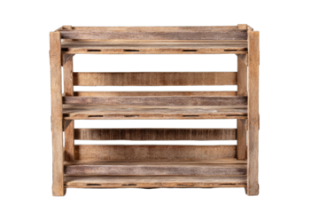 Wooden crate shelf with three tiers