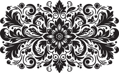 Black and White Floral Damask Pattern Ornate Design