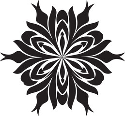Black and White Abstract Floral Mandala Design Element