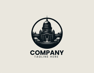 Prominent Domed Building Silhouette Clear National Governance Symbol Vector Logo Design