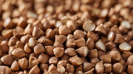 Close up view of a pile of buckwheat grains